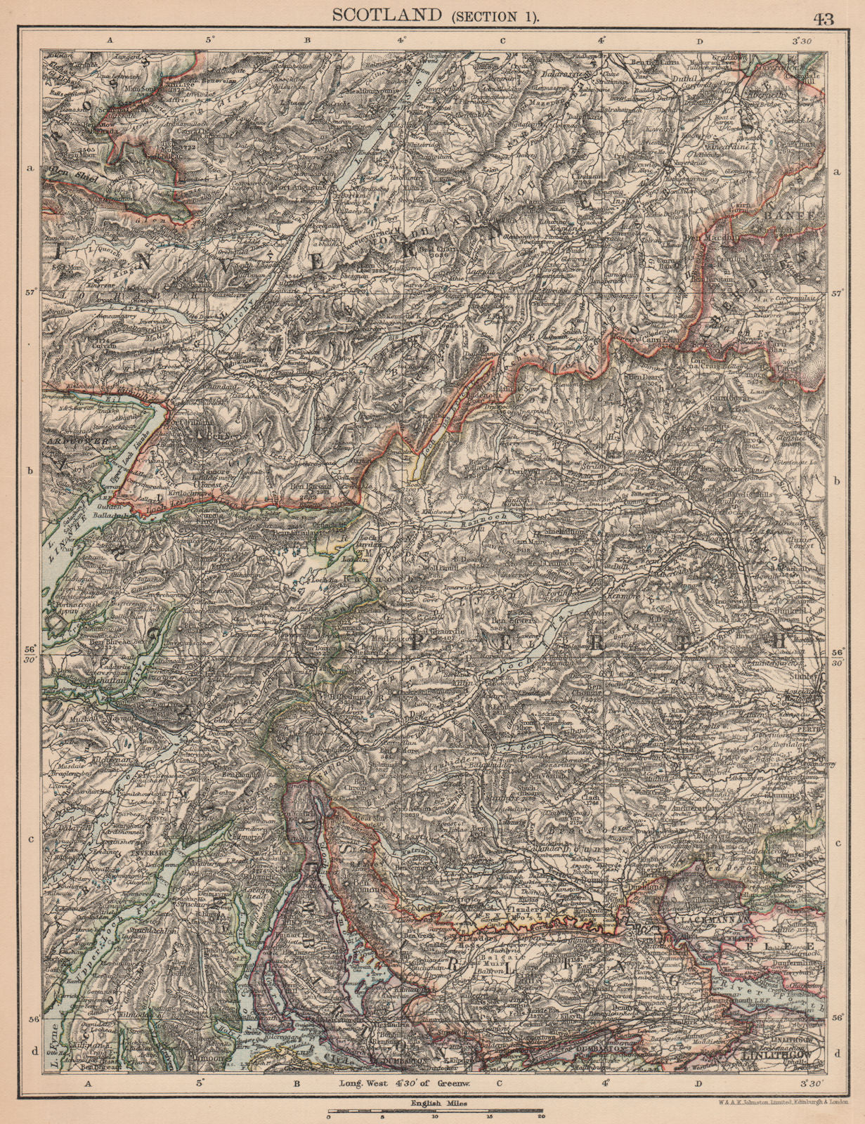 MID SCOTLAND. West Cairngorms Perthshire Invesrness-shire. JOHNSTON 1906 map